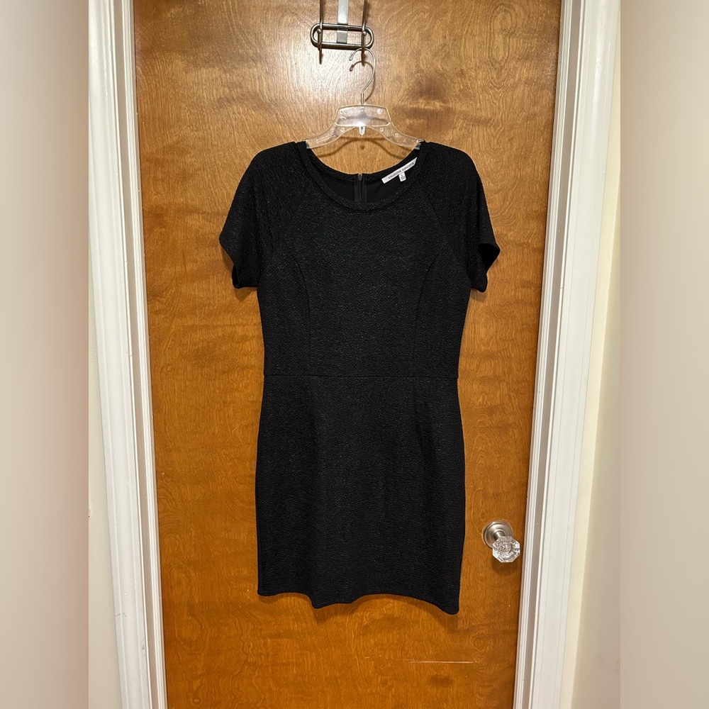 Black shimmer short sleeve dress